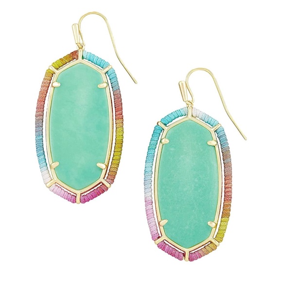 Kendra Scott Threaded Elle Drop Earrings Gold/Mint Magnesite One Size - Picture 1 of 1